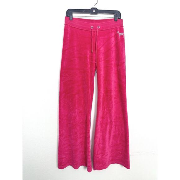 Y2K Velour Track Pants PINK Victorias Secret 2000’s 90’s Wide Leg Small Vintage - Picture 1 of 16